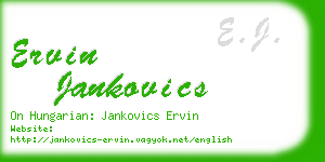 ervin jankovics business card